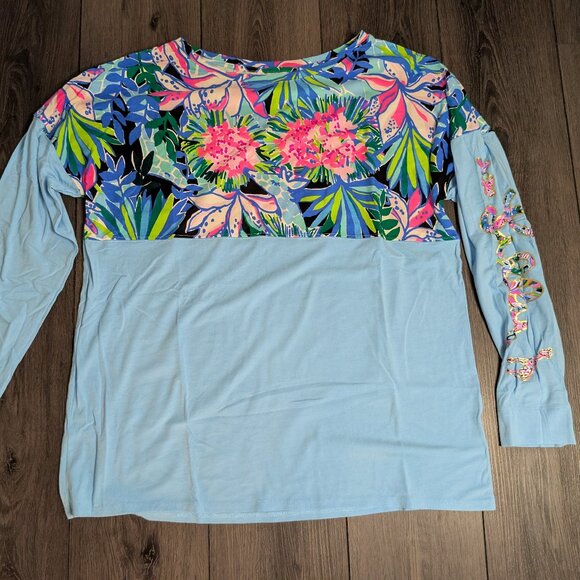 Lilly Pulitzer Tops - Lilly Pulitzer Finn Boat Neck Floral Long Sleeve Jersey Top Large   NWOT